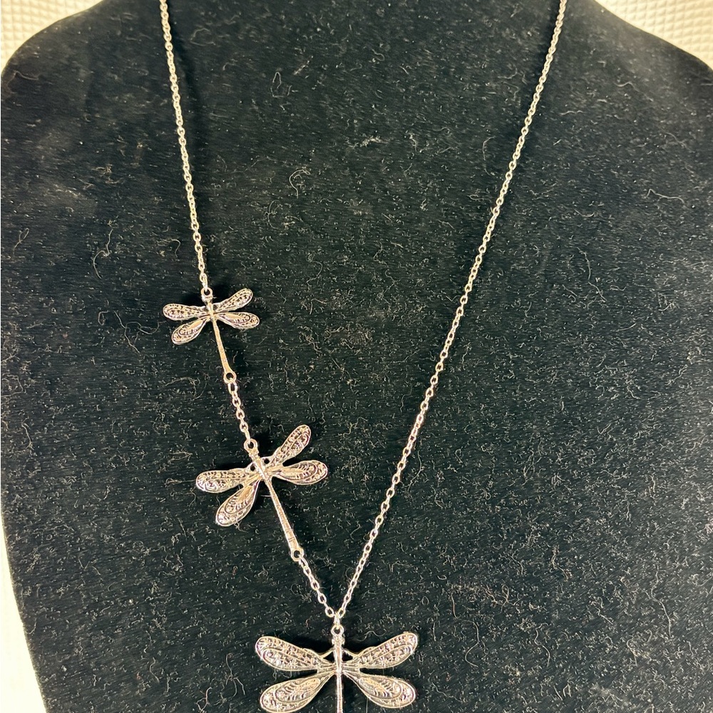 Elegant Silver Dragonfly Necklace
